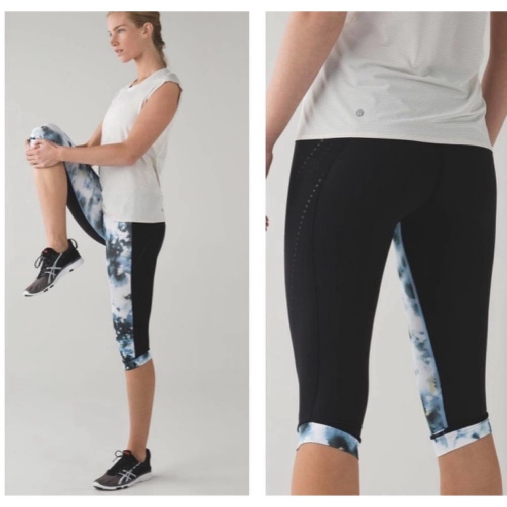 Lululemon Sz 4 Leggings Stop At Nothing Crop Blooming Pixie Tie Dye